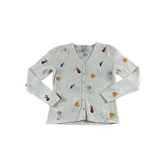 Alexandra Bartlett Sweaters - Alexandra Bartlett Petite White Embroidered Cardigan - PS